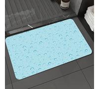 DALEXHM Tapis de Bain 60x100cm, antidérapant,Doux,Absorbant l'eau,en Microfibre,pour la Salle de Bain,Lavable en Machine,Motif Frais de Gouttes d'eau Transparentes sur Fond Bleu Clair