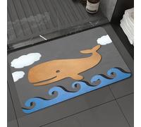 DALEXHM Tapis de Bain 60x100cm, antidérapant,Doux,Absorbant l'eau,en Microfibre,pour la Salle de Bain,Lavable en Machine,Baleine, Papier Bois évoquant Une Baleine dessinée dans Les airs, avec Une ima