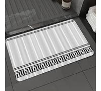 DALEXHM Tapis de Bain 60x100cm, antidérapant,Doux,Absorbant l'eau,en Microfibre,pour la Salle de Bain,Lavable en Machine,Motifs de méandres sans raccord. Grille ou Motif de méandre Grec. Ornement NOI