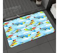 DALEXHM Tapis de Bain 60x100cm, antidérapant,Doux,Absorbant l'eau,en Microfibre,pour la Salle de Bain,Lavable en Machine,Décoration pour Enfants, Avions et hélicoptères de Dessin animé dans Les airs1
