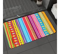 DALEXHM Tapis de Bain 60x100cm, antidérapant,Doux,Absorbant l'eau,en Microfibre,pour la Salle de Bain,Lavable en Machine,Motifs à Rayures Verticales colorées, Rayures Multicolores avec décorations gé