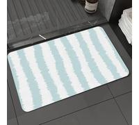 DALEXHM Tapis de Bain 60x100cm, antidérapant,Doux,Absorbant l'eau,en Microfibre,pour la Salle de Bain,Lavable en Machine,Fond texturé en Lin à Rayures Bleu Sarcelle égéen. Effet Textile pour Une déco