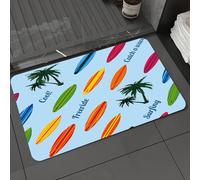 DALEXHM Tapis de Bain 60x100cm, antidérapant,Doux,Absorbant l'eau,en Microfibre,pour la Salle de Bain,Lavable en Machine,Motif coloré de Planche de Surf et de Plage entrelacé de cocotiers