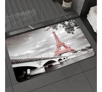 DALEXHM Tapis de Bain 60x100cm, antidérapant,Doux,Absorbant l'eau,en Microfibre,pour la Salle de Bain,Lavable en Machine,Décoration de la Ville de Paris, Tour Eiffel, Paysage Nuageux de la Capitale (