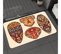 DALEXHM Tapis de Bain 60x100cm, antidérapant,Doux,Absorbant l'eau,en Microfibre,pour la Salle de Bain,Lavable en Machine,Bar Tiki, Masques aux Motifs artistiques aborigènes africains éclatants, impri