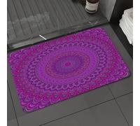 DALEXHM Tapis de Bain 60x100cm, antidérapant,Doux,Absorbant l'eau,en Microfibre,pour la Salle de Bain,Lavable en Machine,Aubergine, Forme de Mandala Violet inspirée du Style kaléidoscopique des année