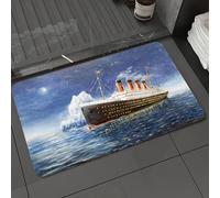 DALEXHM Tapis de Bain 60x100cm, antidérapant,Doux,Absorbant l'eau,en Microfibre,pour la Salle de Bain,Lavable en Machine,Huile sur Toile Originale représentant Le Titanic et Un Iceberg dans l'océan l