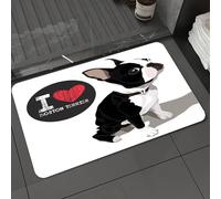 DALEXHM Tapis de Bain 60x100cm, antidérapant,Doux,Absorbant l'eau,en Microfibre,pour la Salle de Bain,Lavable en Machine,Gros Plan sur Un Boston Terrier, Chien Domestique, Boston, Amour, Textures, an