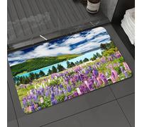 DALEXHM Tapis de Bain 60x100cm, antidérapant,Doux,Absorbant l'eau,en Microfibre,pour la Salle de Bain,Lavable en Machine,Paysage avec lac et Fleurs Nouvelle-Zélande