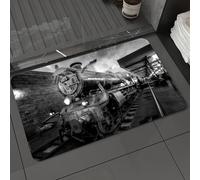 DALEXHM Tapis de Bain 60x100cm, antidérapant,Doux,Absorbant l'eau,en Microfibre,pour la Salle de Bain,Lavable en Machine,Images Magiques en Noir et Blanc du Train de Poudlard