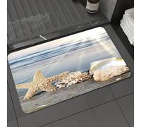 DALEXHM Tapis de Bain 60x100cm, antidérapant,Doux,Absorbant l'eau,en Microfibre,pour la Salle de Bain,Lavable en Machine,Étoiles de mer et coraux sur Une Magnifique Plage