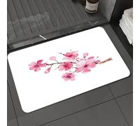 DALEXHM Tapis de Bain 60x100cm, antidérapant,Doux,Absorbant l'eau,en Microfibre,pour la Salle de Bain,Lavable en Machine,Peinture à l'aquarelle de Fleurs de Cerisier Sakura, Branche Florale Rose japo