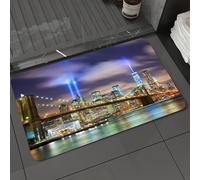 DALEXHM Tapis de Bain 60x100cm, antidérapant,Doux,Absorbant l'eau,en Microfibre,pour la Salle de Bain,Lavable en Machine,Décoration d'appartement, Vue sur la Skyline de Manhattan avec Le Pont de Broo