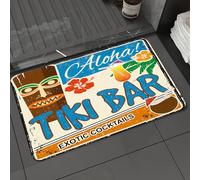 DALEXHM Tapis de Bain 60x100cm, antidérapant,Doux,Absorbant l'eau,en Microfibre,pour la Salle de Bain,Lavable en Machine,Illustration vectorielle d'une enseigne Vintage en métal rouillé de Bar tiki s