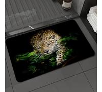 DALEXHM Tapis de Bain 60x100cm, antidérapant,Doux,Absorbant l'eau,en Microfibre,pour la Salle de Bain,Lavable en Machine,Un Animal, Un majestueux Jaguar tacheté, se fraye Un Chemin à Travers Une végé