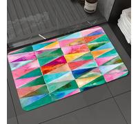 DALEXHM Tapis de Bain 60x100cm, antidérapant,Doux,Absorbant l'eau,en Microfibre,pour la Salle de Bain,Lavable en Machine,Aquarelles de Triangles colorés. Motif créatif Populaire. Triangles Roses, ver