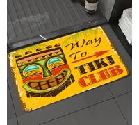 DALEXHM Tapis de Bain 60x100cm, antidérapant,Doux,Absorbant l'eau,en Microfibre,pour la Salle de Bain,Lavable en Machine,Décoration de Bar tiki, Statue polynésienne Ancienne avec Typographie rétro de