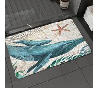 DALEXHM Tapis de Bain 60x100cm, antidérapant,Doux,Absorbant l'eau,en Microfibre,pour la Salle de Bain,Lavable en Machine,Art de Baleine, Baleine nageant Parmi Une Carte Ancienne de Shanghai, algues e
