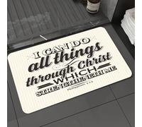 DALEXHM Tapis de Bain 60x100cm, antidérapant,Doux,Absorbant l'eau,en Microfibre,pour la Salle de Bain,Lavable en Machine,Lettrage biblique. Art chrétien. Je Peux Tout Faire grâce au Christ Qui me for