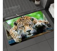 DALEXHM Tapis de Bain 60x100cm, antidérapant,Doux,Absorbant l'eau,en Microfibre,pour la Salle de Bain,Lavable en Machine,Image de la Trace d'un Jaguar de la Jungle sud-américaine, Animal Sauvage carn