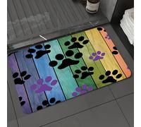 DALEXHM Tapis de Bain 60x100cm, antidérapant,Doux,Absorbant l'eau,en Microfibre,pour la Salle de Bain,Lavable en Machine,Éléments représentant des Animaux de Compagnie sur Un Fond coloré à Grain de b