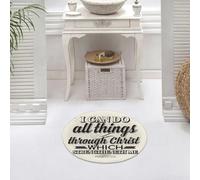 DALEXHM Tapis de Bain 60x60 cm, antidérapant,Doux,Absorbant l'eau,en Microfibre,pour la Salle de Bain,Lavable en Machine,Lettrage biblique. Art chrétien. Je Peux Tout Faire grâce au Christ Qui me for