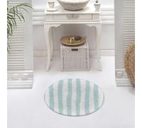 DALEXHM Tapis de Bain 60x60 cm, antidérapant,Doux,Absorbant l'eau,en Microfibre,pour la Salle de Bain,Lavable en Machine,Fond texturé en Lin à Rayures Bleu Sarcelle égéen. Effet Textile pour Une déco