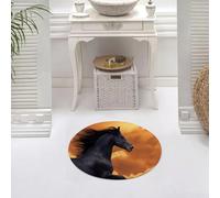 DALEXHM Tapis de Bain 60x60 cm, antidérapant,Doux,Absorbant l'eau,en Microfibre,pour la Salle de Bain,Lavable en Machine,Animal, Portrait d'un Cheval Frison au Galop sous Les Rayons brûlants du solei