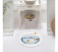 DALEXHM Tapis de Bain 60x60 cm, antidérapant,Doux,Absorbant l'eau,en Microfibre,pour la Salle de Bain,Lavable en Machine,Aquarium, Poissons Rouges sautant Hors du Freedom Fishbowl Escape Challenge T