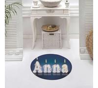 DALEXHM Tapis de Bain 60x60 cm, antidérapant,Doux,Absorbant l'eau,en Microfibre,pour la Salle de Bain,Lavable en Machine,Bougie d'anniversaire, Bougie en Forme d'Anna, Bougie avec Une Petite étoile e