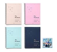 dalgaru Cahier graphique à grille carrée en spirale douce coréenne simple esthétique mignon pour l'étude des mathématiques, ensemble de 4 paquets d'école + 1 feuille d'autocollants dalgaru