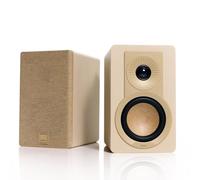 DALI KUPID Enceintes d'étagère Hi-Fi compactes passives de qualité supérieure, design à 2 voies avec woofer de 4,5 pouces et tweeter de 1 pouce, support mural inclus (paire) - Blanc caramel