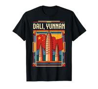 Dali Yunnan Drapeau Chinois Trois pagodes Art de Voyage T-Shirt