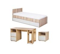 DALIA Chambre enfant adolescent avec lit, chevet, Bureau Hêtre