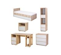 DALIA Chambre enfant adolescent avec lit, chevet, Commode, Etagère, Bureau Hêtre