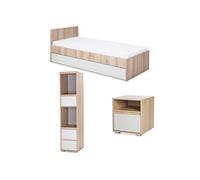 DALIA Chambre enfant adolescent avec lit, chevet, Etagère Hêtre