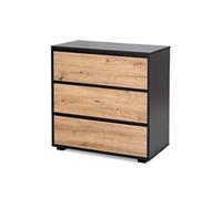 DALIA Commode en bois avec 3 tiroirs style urbain Anthracite/Chêne