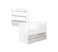 DALIA Ensemble commode à langer et lit enfant convertible 140X70 + tiroir Blanc