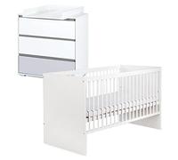 Dalia Ensemble Commode À Langer + Lit Bébé Évolutif Blanc 120x60 Blanc