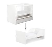 DALIA Lit évolutif bébé convertible en lit enfant 140X70 + tiroir Blanc