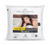 Daliali Lot de 2 Oreillers Mémoire de Forme 60x60 cm - Jean-Louis Scherrer Paris - Oreillers Confort Ferme - Soutien Cervical - Enveloppe Microfibre - Anti-Bactérien & Respirant
