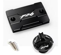 DALIDAK Bouchon De Réservoir De Liquide De Frein Avant Et Bouchon De Remplissage De Moteur For Moto Yamaha FZ6, FZ-6, ZF6N, FZ6R, FZ6S, FAZER, Accessoires De Protection(A set black)