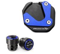 DALIDAK Convient for H0nda CB750 CB1000 CB 750 1000 HORNET béquille latérale de moto agrandir coussinet pied béquille auxiliaire pédale bouchons de valve de pneu(Blue Combo (2pcs))