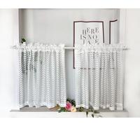 Daliena Lot de 2 rideaux brise-bise courts et transparents avec passe-tringle - Pour petite fenêtre - Moderne - Courts - 65 x 115 cm (l x H) - Blanc