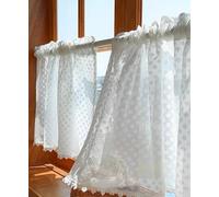 Daliena Rideau brise-bise en voile blanc uni court transparent 70 x 90 cm