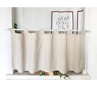 Daliena Rideaux de cuisine opaques à motifs courts pour fenêtre avec œillets - Look moderne - Texture en imitation lin - Rideau de cuisine - Uni (LxH 100x60 cm) - 1 pièce