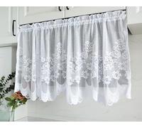 Daliena Spitze by Modespitze, Store Bistro Rideau brise-bise avec traversant, broderie de qualité supérieure, hauteur 80 cm, largeur 100 cm, blanc
