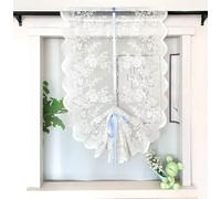 Daliena Store bateau en dentelle - Motif floral - Rideau romain semi-transparent - Avec cordon de serrage - Rideau court - 60 x 223 cm - Blanc - 1 pièce