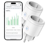 Dalimee ALAN Lot de 2 prises intelligentes avec surveillance de l'énergie, compatible avec l'application SmartLife & Tuya, fonctionne avec Alexa et Google Home, commande vocale, minuterie et minuterie