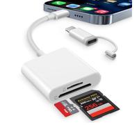 Dalimee Lecteur de carte SD USB C Lightning pour iPhone, certifié Apple MFi, lecteur de carte SD avec fente pour carte SD et Micro SD/TF, Plug and Play, lecteur de cartes pour iPhone 15/16/17/iPad